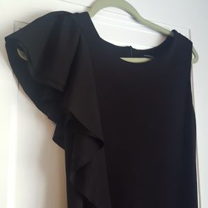 Black cocktail dress sz 6 asymmetrical ruffle